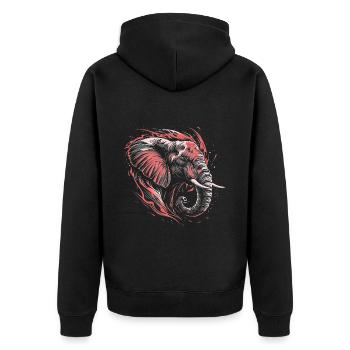 Elefant Afrika Safari Natur Wildnis Neon Bunt - Unisex Premium Bio Zip Hoodie - Schwarz - Hinten - Nico (187cm)