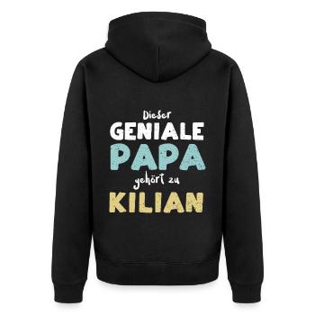 Dieser Geniale Papa Gehört Zu Ki... - Unisex Premium Bio Zip Hoodie - Schwarz - Hinten - Nico (187cm)