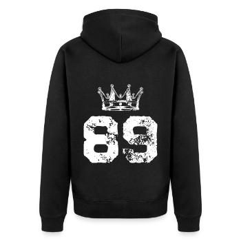 89 Couronne de numéros - Veste à capuche bio Premium Unisexe - noir - Dos - Nico (187cm)