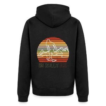 Skateboard Skateboardfahrer Skaten - Unisex Premium Bio Zip Hoodie - Schwarz - Hinten - Nico (187cm)