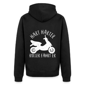 Moped Mofa Hart Härter Roller Fährt Er Mopedfahrer - Unisex Premium Bio Zip Hoodie - Schwarz - Hinten - Nico (187cm)
