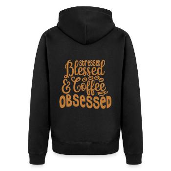 Café Espresso Café du matin Buveur Americano - Veste à capuche bio Premium Unisexe - noir - Dos - Nico (187cm)