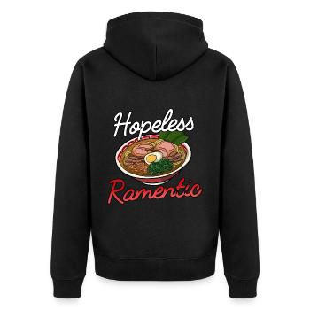 Asiatisches Japanisches Essen Ramen I Geschenk - Unisex Premium Bio Zip Hoodie - Schwarz - Hinten - Nico (187cm)