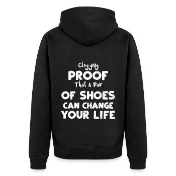 Clogging Proof That A Pair Of Sh... - Unisex Premium Bio Zip Hoodie - Schwarz - Hinten - Nico (187cm)
