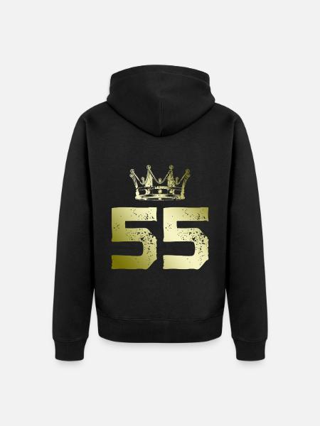 55 Zahl Krone - Unisex Premium Bio Zip Hoodie - Schwarz
