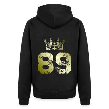 89 Number crown - Unisex Premium Organic Zip Hoodie - black - Back - Nico (187cm)