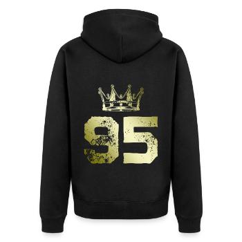 95 Number crown - Unisex Premium Organic Zip Hoodie - black - Back - Nico (187cm)