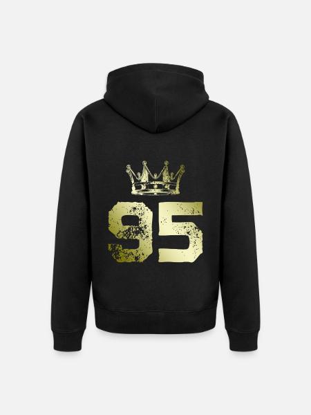 95 Number crown - Unisex Premium Organic Zip Hoodie - black