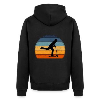 Stunt Scooter Freestyle Scootering Vintage Retro - Unisex Premium Bio Zip Hoodie - Schwarz - Hinten - Nico (187cm)
