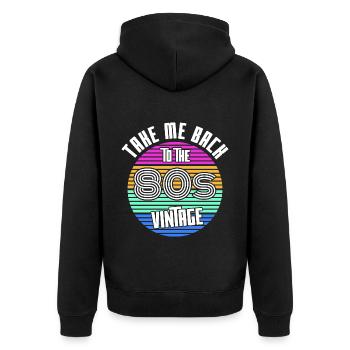 La vie dans les années quatre-vingt - Veste à capuche bio Premium Unisexe - noir - Dos - Nico (187cm)