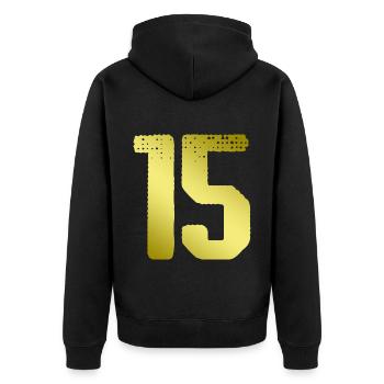Maillot 15 Numéro - Veste à capuche bio Premium Unisexe - noir - Dos - Nico (187cm)