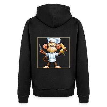 Bananen Affe kocht - Unisex Premium Bio Zip Hoodie - Schwarz - Hinten - Nico (187cm)