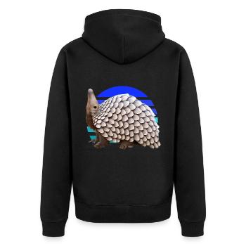 Niedliches Pangolin-Design - Unisex Premium Bio Zip Hoodie - Schwarz - Hinten - Nico (187cm)