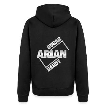 Sugar Arian - Unisex Premium Organic Zip Hoodie - black - Back - Nico (187cm)