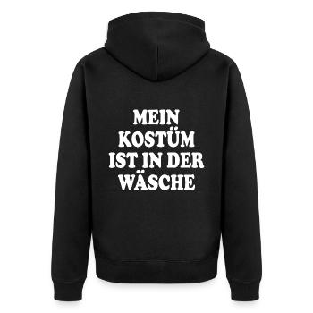 mein kostüm ist in der wäsche - Unisex Premium Bio Zip Hoodie - Schwarz - Hinten - Nico (187cm)