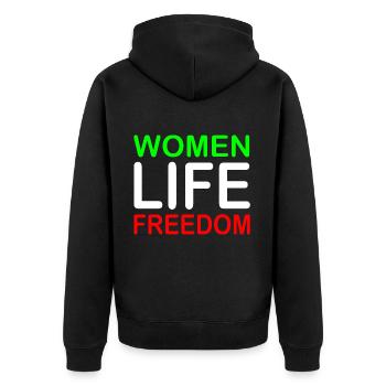 Women life freedom - Unisex Premium Bio Zip Hoodie - Schwarz - Hinten - Nico (187cm)