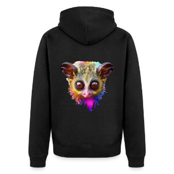 Tarsier Design - Unisex Premium Bio Zip Hoodie - Schwarz - Hinten - Nico (187cm)