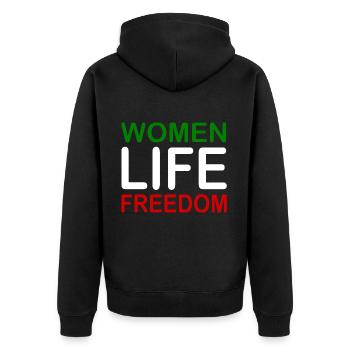 Women life freedom - Unisex Premium Bio Zip Hoodie - Schwarz - Hinten - Nico (187cm)