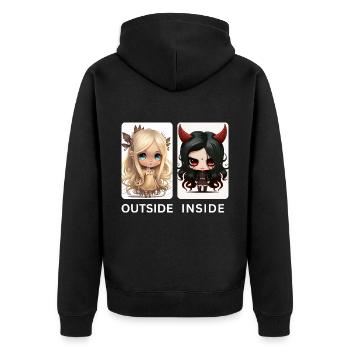 Angel and Devil Sarcastic Shirt - Unisex Premium Organic Zip Hoodie - black - Back - Nico (187cm)