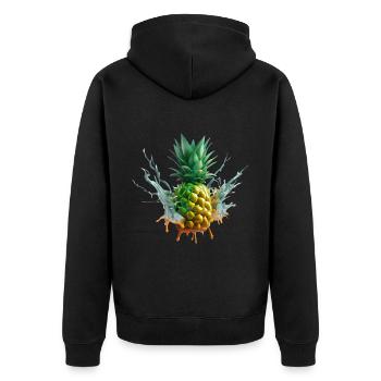 Farbenfrohe Ananas - Unisex Premium Bio Zip Hoodie - Schwarz - Hinten - Nico (187cm)