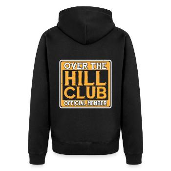 Over The Hill Club Official Member 7 - Unisex Premium Organic Zip Hoodie - black - Back - Nico (187cm)