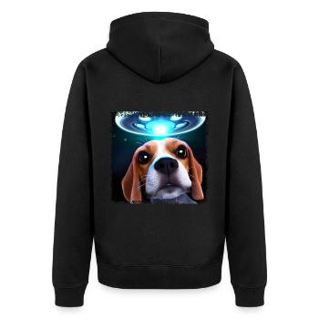 UFO-Selfie mit Beagle - Unisex Premium Bio Zip Hoodie - Schwarz - Hinten - Nico (187cm)