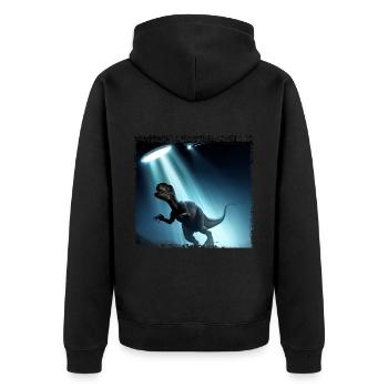 UFO meets dinosaur - Unisex Premium Organic Zip Hoodie - black - Back - Nico (187cm)