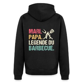 Mari papa légende du barbecue cadeau fête des père - Veste à capuche bio Premium Unisexe - noir - Dos - Nico (187cm)