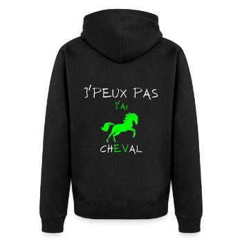 j'peux pas j'ai cheval - Veste à capuche bio Premium Unisexe - noir - Dos - Nico (187cm)