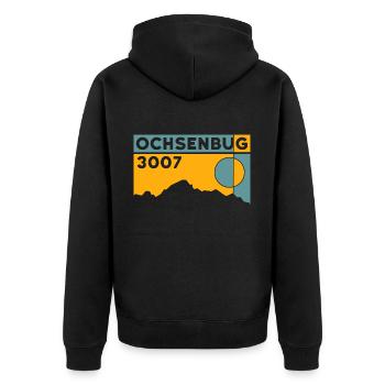 Ochsenbug Kristallkopf Berg Matrei Hohe Tauern - Unisex Premium Bio Zip Hoodie - Schwarz - Hinten - Nico (187cm)