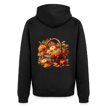 Herbst Natur Blätter Jahreszeit Erntedankfest - Unisex Premium Bio Zip Hoodie - Schwarz - Hinten - Nico (187cm)