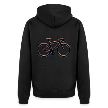 Gravel Bike Rennrad Fahrrad Glitch - Unisex Premium Bio Zip Hoodie - Schwarz - Hinten - Nico (187cm)