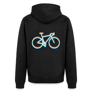 Gravel Bike Rennrad Fahrrad Glitch - Unisex Premium Bio Zip Hoodie - Schwarz - Hinten - Nico (187cm)