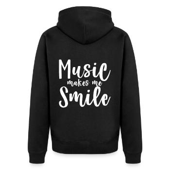Music Makes Me Smile - Unisex Premium Organic Zip Hoodie - black - Back - Nico (187cm)
