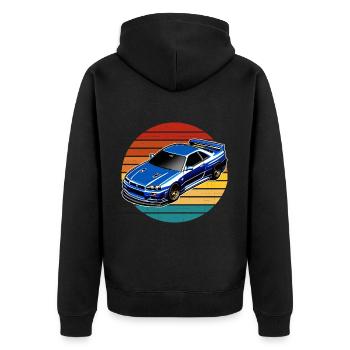 Jdm / Tuning / Turbocharger / Rims / Chiptuning - Unisex Premium Organic Zip Hoodie - black - Back - Nico (187cm)
