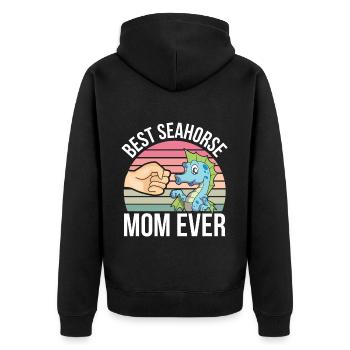 Seepferdchen | Meer Seepferd Tiere Fische Geschenk - Unisex Premium Bio Zip Hoodie - Schwarz - Hinten - Nico (187cm)