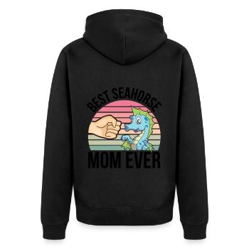 Seepferdchen | Meer Seepferd Tiere Fische Geschenk - Unisex Premium Bio Zip Hoodie - Schwarz - Hinten - Nico (187cm)