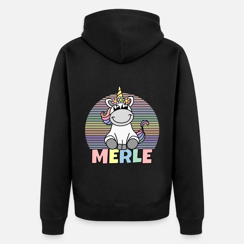 Merle Einhorn Name - Unisex Premium Bio Zip Hoodie - Schwarz