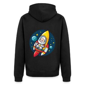 Weihnachtsmann Rakete Santa Weihnachten - Unisex Premium Bio Zip Hoodie - Schwarz - Hinten - Nico (187cm)