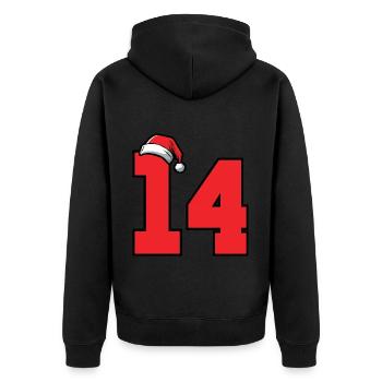 14 Zahl Weihnachten - Unisex Premium Bio Zip Hoodie - Schwarz - Hinten - Nico (187cm)