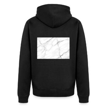 Weißer Marmor - Unisex Premium Bio Zip Hoodie - Schwarz - Hinten - Nico (187cm)