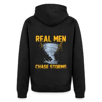 Sturm Spotter | Sturmjäger Sturmwarnungen Geschenk - Unisex Premium Bio Zip Hoodie - Schwarz - Hinten - Nico (187cm)