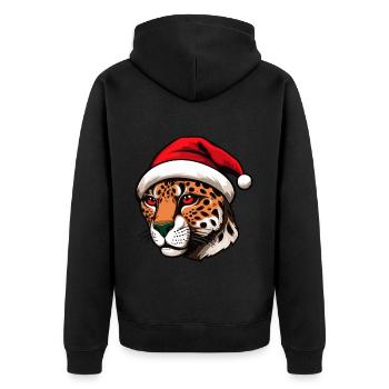 Gepard Porträt Weihnachten - Unisex Premium Bio Zip Hoodie - Schwarz - Hinten - Nico (187cm)