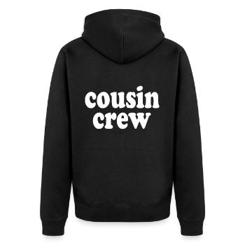 Cousin crew - Unisex Premium Organic Zip Hoodie - black - Back - Nico (187cm)