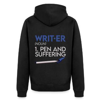 Writer, Pen And Suffering 2 - Unisex Premium Organic Zip Hoodie - black - Back - Nico (187cm)