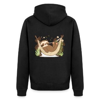 Sloth Life - Unisex Premium Organic Zip Hoodie - black - Back - Nico (187cm)