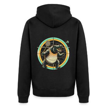 Shuttlecock - Unisex Premium Organic Zip Hoodie - black - Back - Nico (187cm)