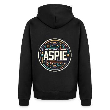 Asperger-Syndrom Aspie - Unisex Premium Bio Zip Hoodie - Schwarz - Hinten - Nico (187cm)
