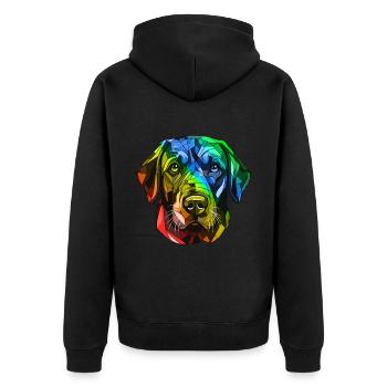Labrador Hund Kopf Bunt - Unisex Premium Bio Zip Hoodie - Schwarz - Hinten - Nico (187cm)