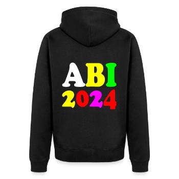 Abi 2024 - Unisex Premium Bio Zip Hoodie - Schwarz - Hinten - Nico (187cm)